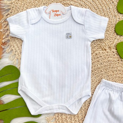 Conj. Body m/curta e Short Canelado - Branco